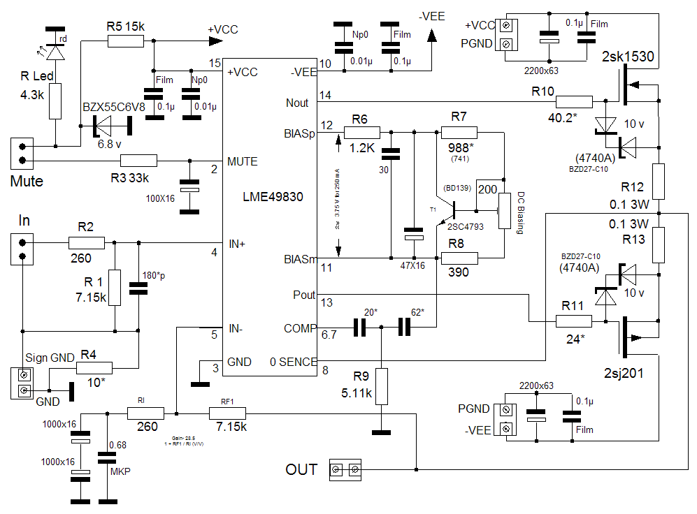 Схема усилителя lme49810