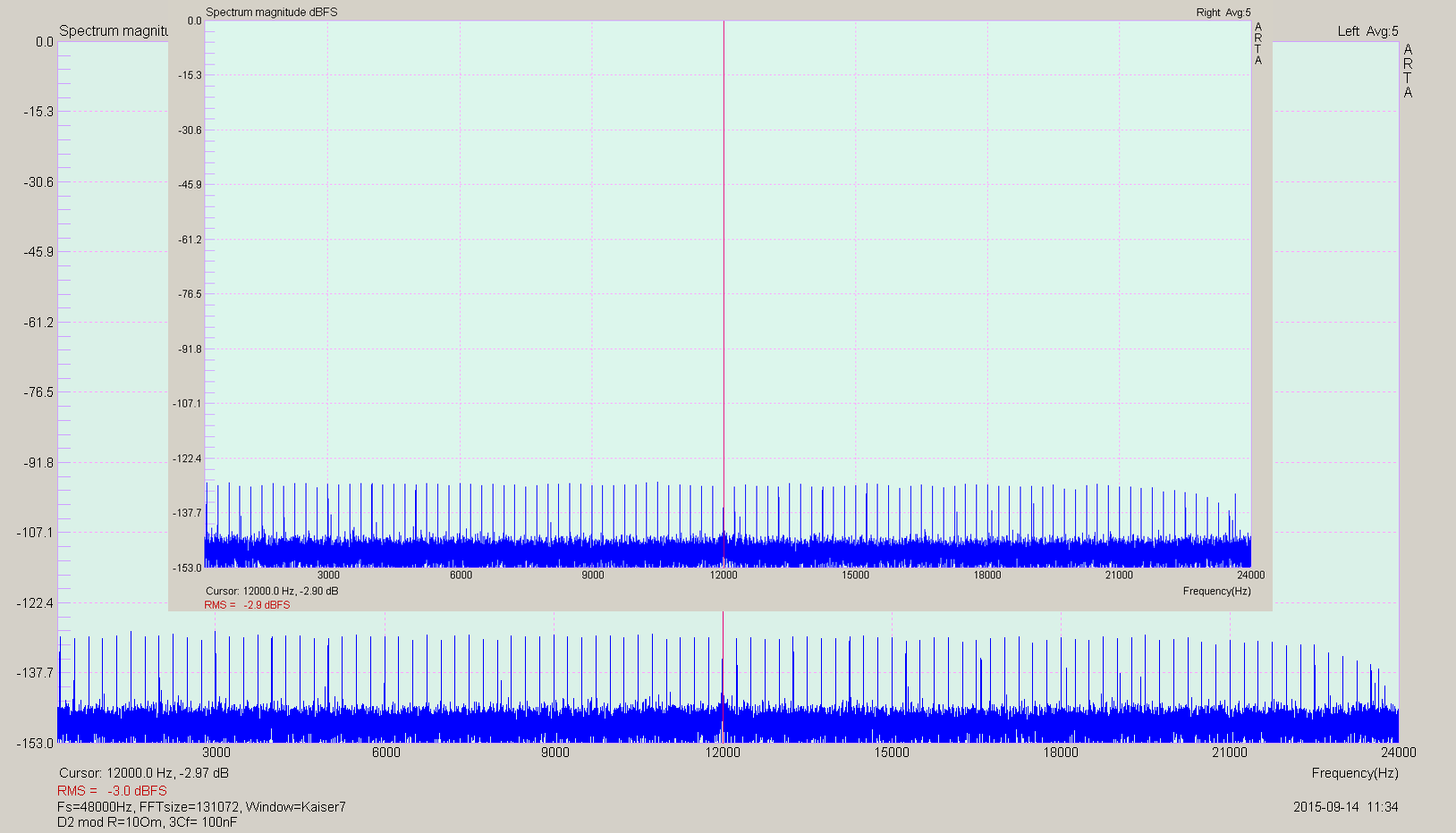 J test @48kHz  @ 20 Om @ 3Cf 100nF