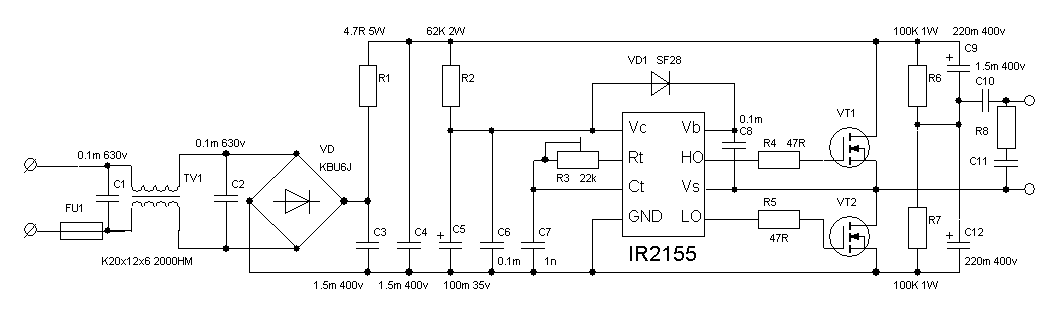Ir2155 схема включения и описание